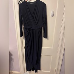 Navy midi long sleeve dress